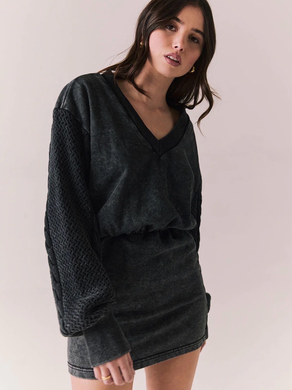 Chaser NWT S Current Style at $168 Channel Mini Draped Silky Dress True Black